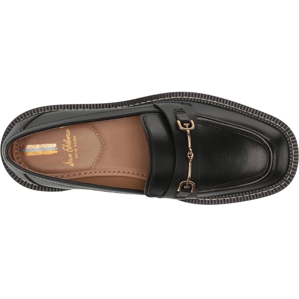Sam Edelman Black Loafers with Gold Accent - Picture 5 of 7